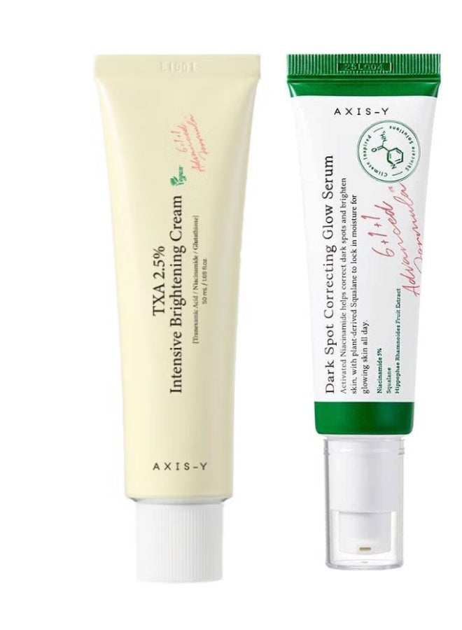 AXIS-Y - كريم تفتيح مكثف TXA 2.5% - 50 مل و سيروم تصحيح البقع الداكنة - 50 مل مجموعة